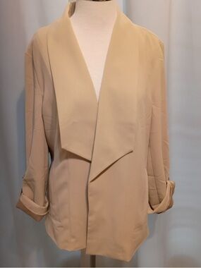 Chico's Beige Open-Front Draped Blazer Jacket